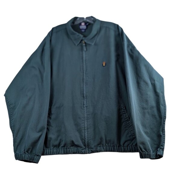 Vintage Chaps Ralph Lauren Mens XXL Green Jacket Embroidered Crest Logo Full Zip - Picture 1 of 13